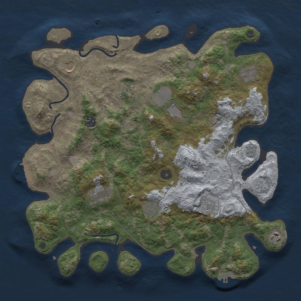 Rust Map: Procedural Map, Size: 4000, Seed: 379452294, 19 Monuments