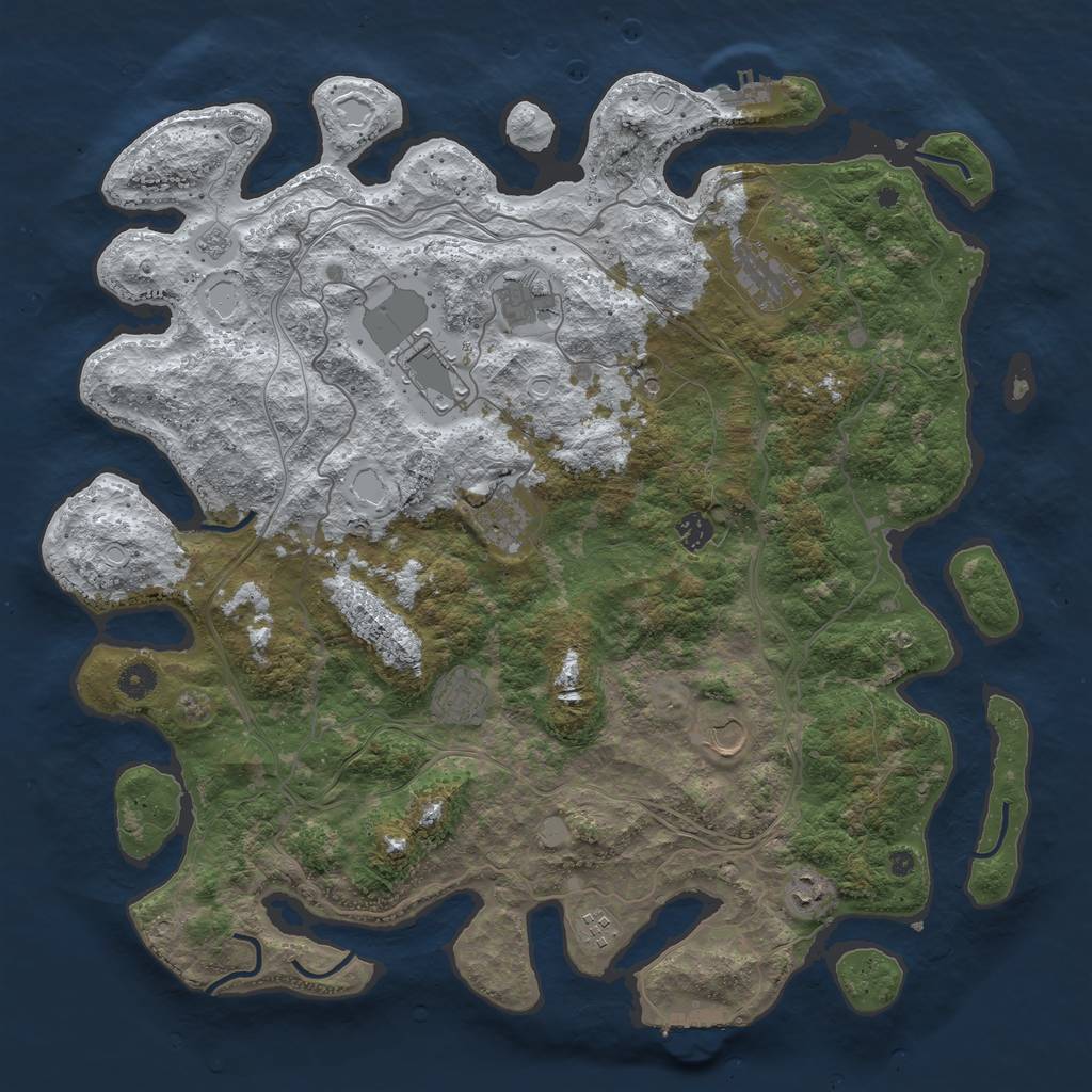 Rust Map: Procedural Map, Size: 4500, Seed: 581267849, 18 Monuments