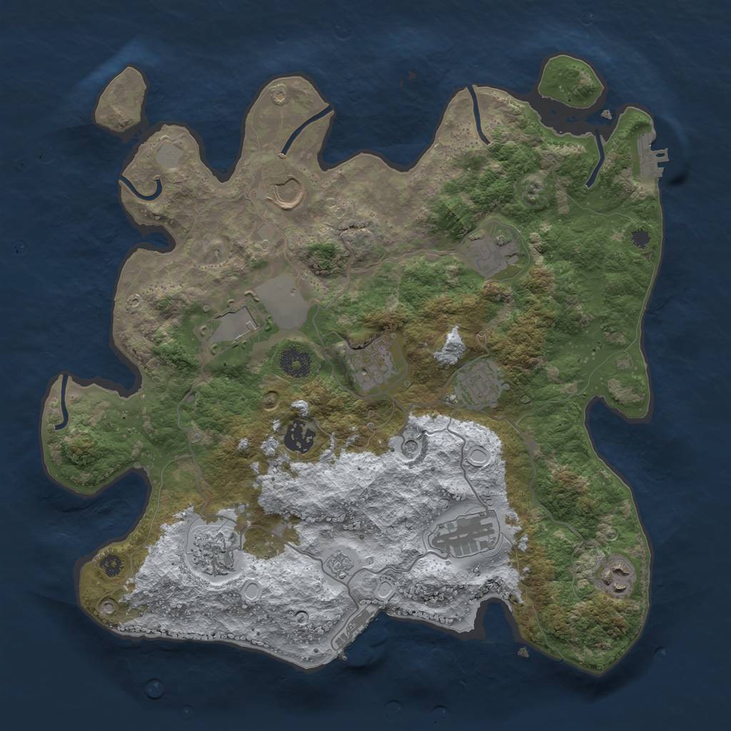 Rust Map: Procedural Map, Size: 3500, Seed: 1362406586, 18 Monuments