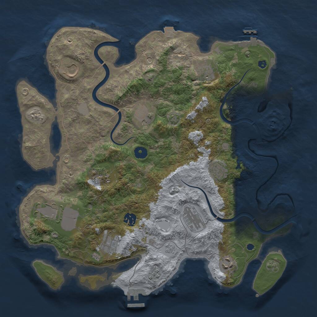 Rust Map: Procedural Map, Size: 3750, Seed: 1271420562, 17 Monuments