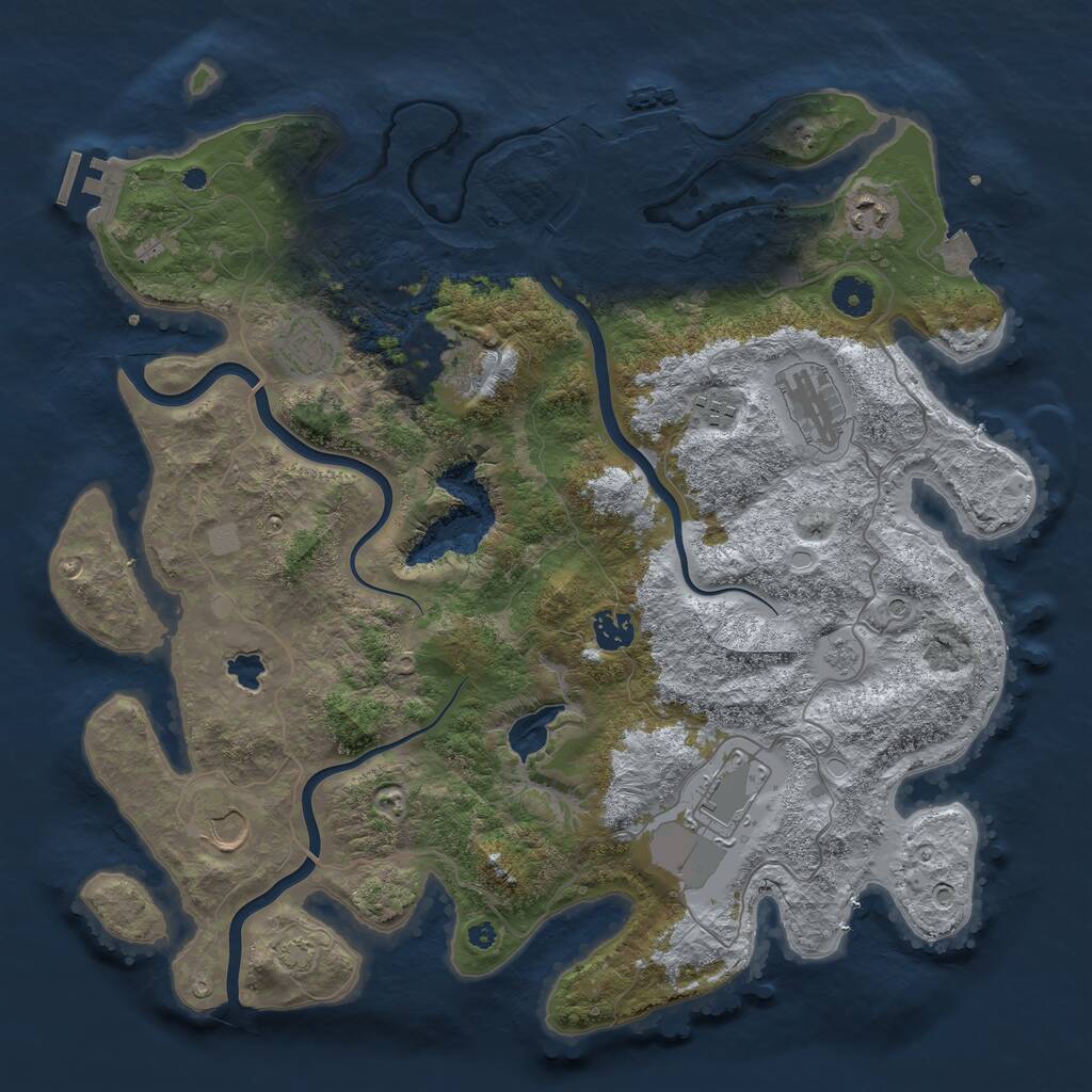 Rust Map: Procedural Map, Size: 4000, Seed: 288098, 14 Monuments