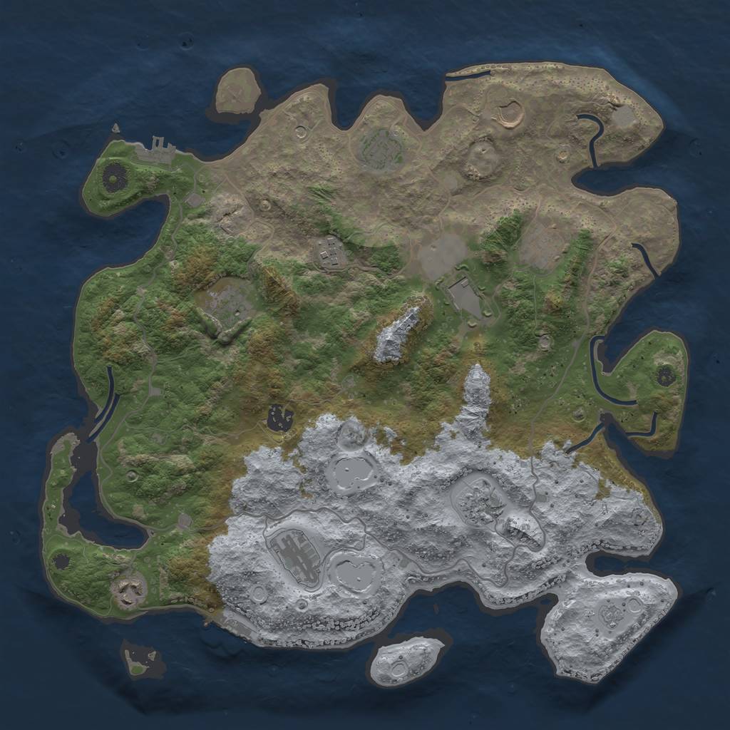 Rust Map: Procedural Map, Size: 4000, Seed: 884050, 19 Monuments