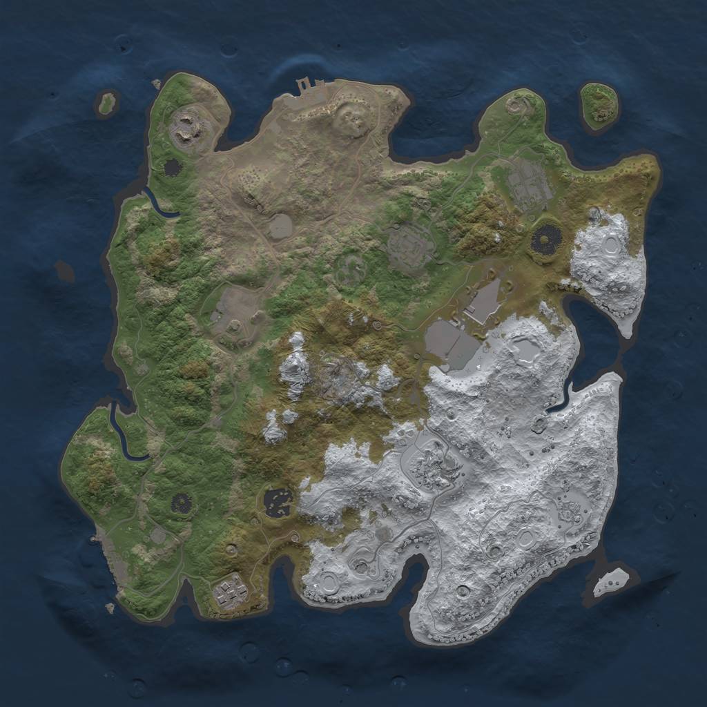 Rust Map: Procedural Map, Size: 3500, Seed: 1523751065, 17 Monuments