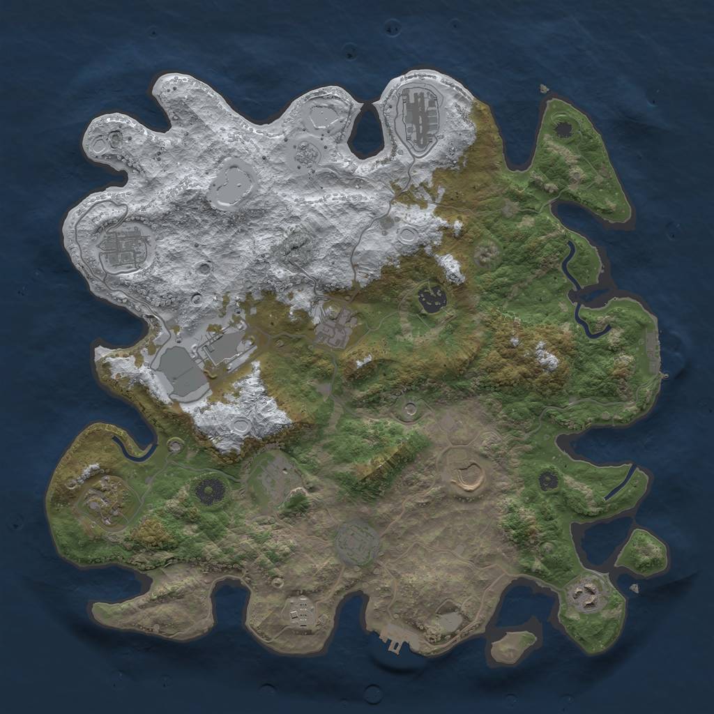 Rust Map: Procedural Map, Size: 3850, Seed: 1190180551, 20 Monuments