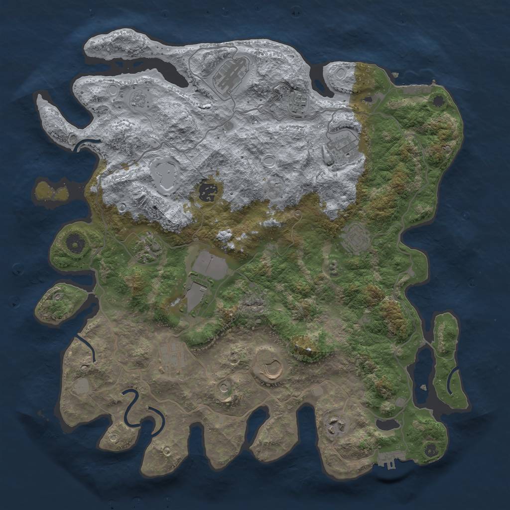 Rust Map: Procedural Map, Size: 4000, Seed: 534091, 19 Monuments