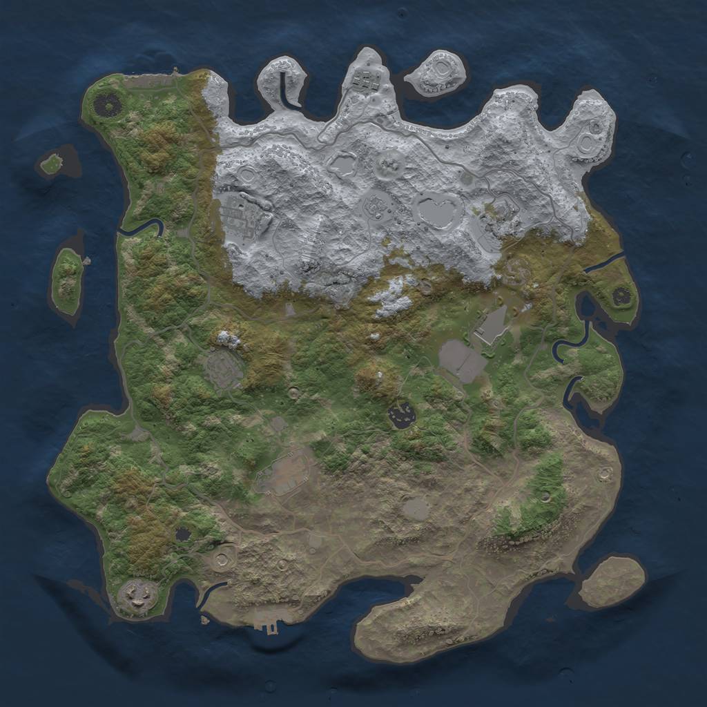 Rust Map: Procedural Map, Size: 4000, Seed: 349342, 17 Monuments