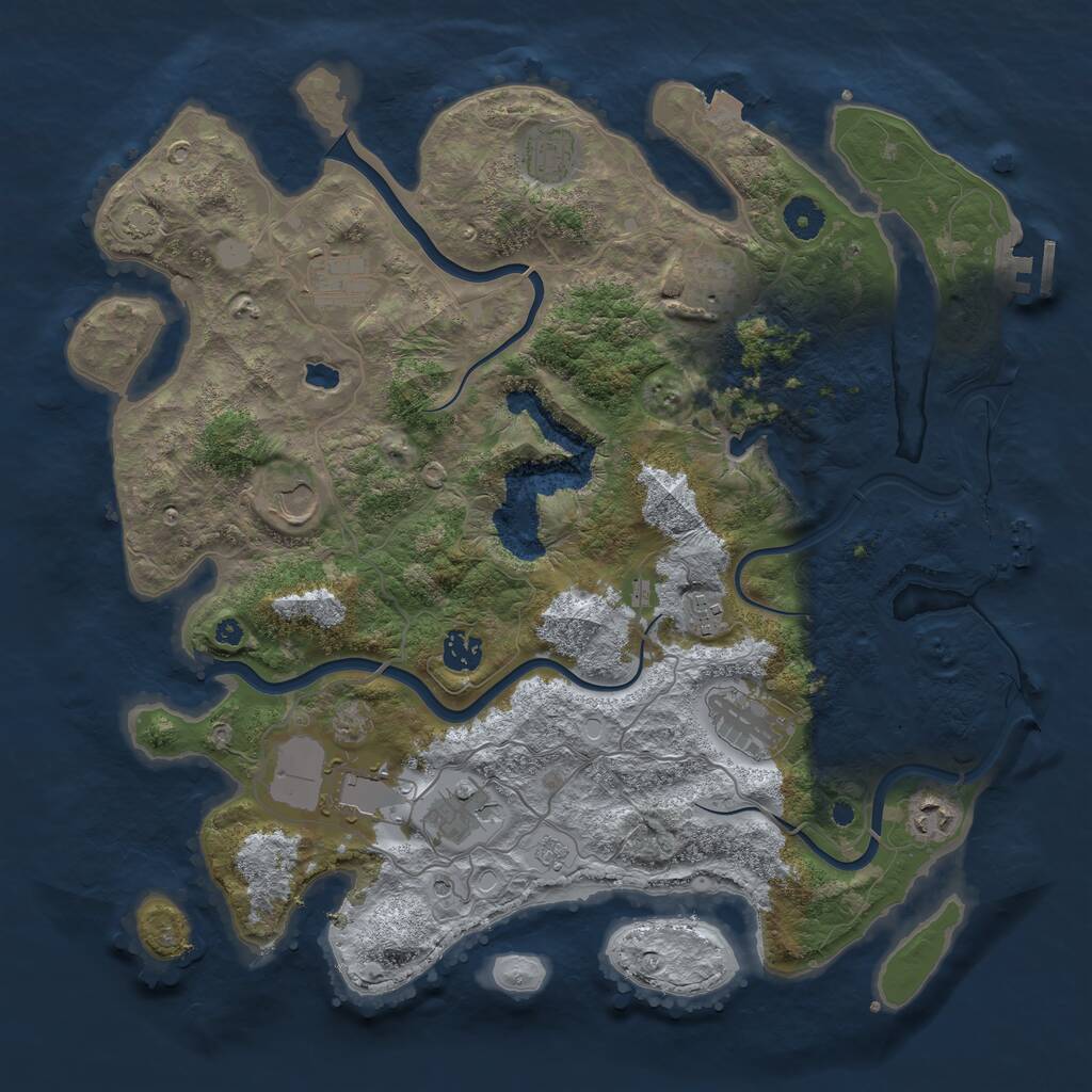 Rust Map: Procedural Map, Size: 4000, Seed: 556931, 16 Monuments