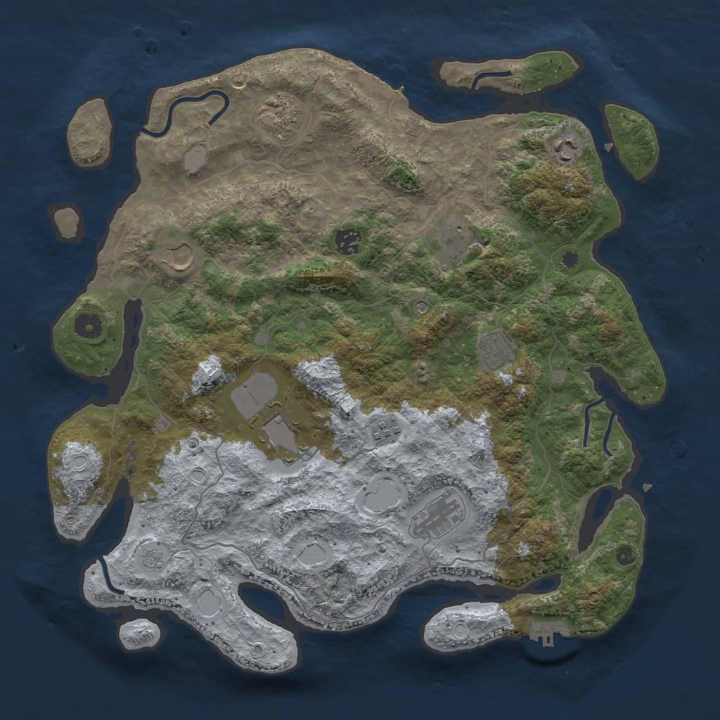Rust Map: Procedural Map, Size: 4000, Seed: 784352, 18 Monuments