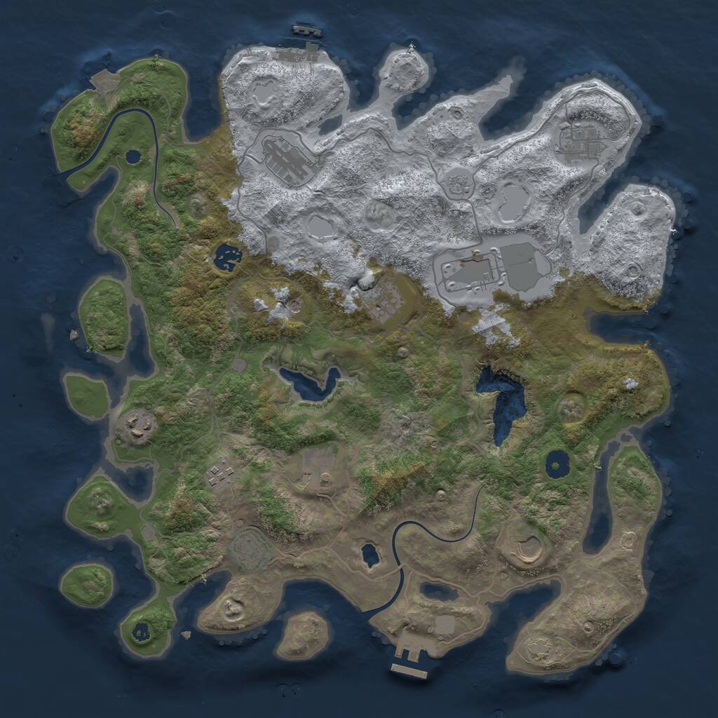 Rust Map: Procedural Map, Size: 4000, Seed: 894185, 16 Monuments