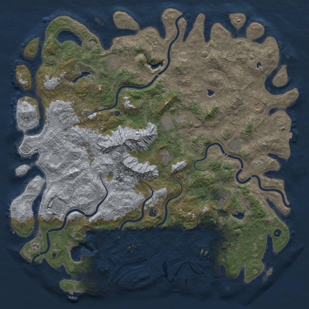 Rust Map: Procedural Map, Size: 6000, Seed: 28091999, 17 Monuments