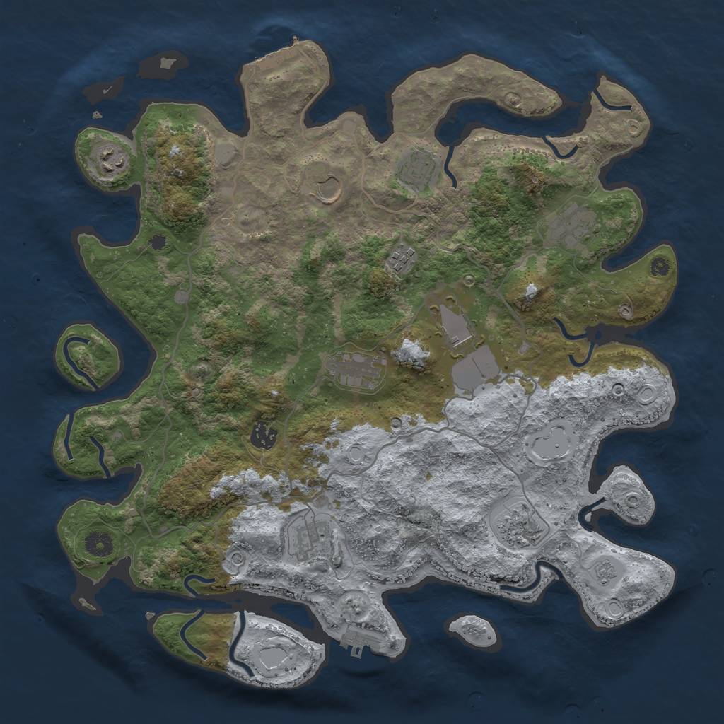 Rust Map: Procedural Map, Size: 4000, Seed: 99307, 19 Monuments