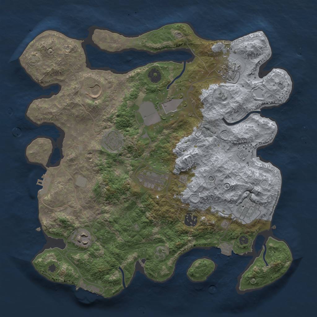Rust Map: Procedural Map, Size: 3500, Seed: 2124553259, 16 Monuments