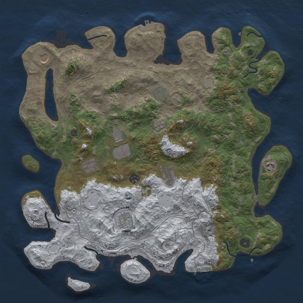 Rust Map: Procedural Map, Size: 4500, Seed: 1382630671, 19 Monuments