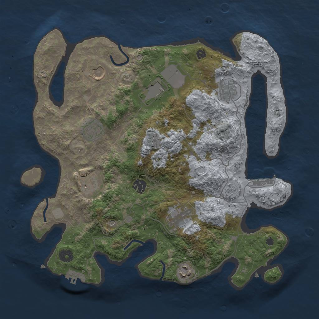 Rust Map: Procedural Map, Size: 3500, Seed: 1623172, 18 Monuments