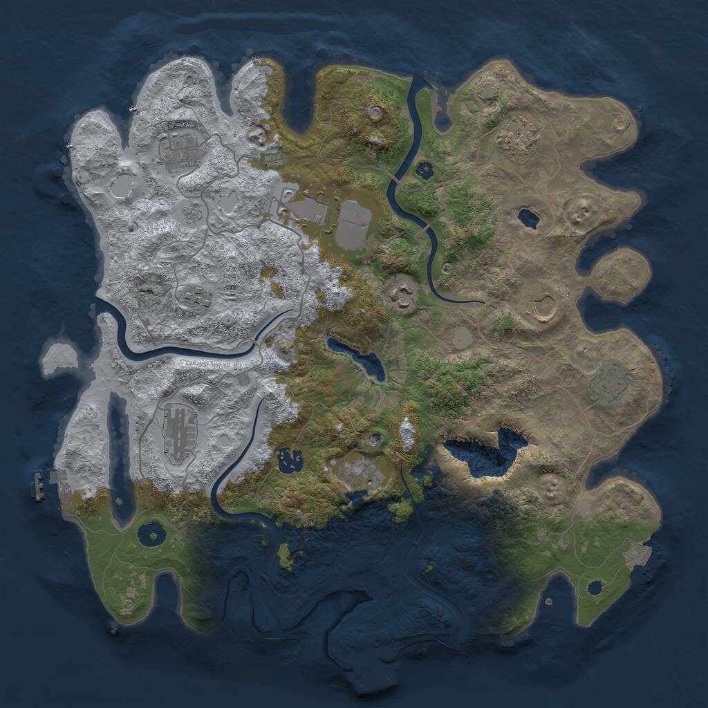 Rust Map: Procedural Map, Size: 4000, Seed: 8250169, 16 Monuments