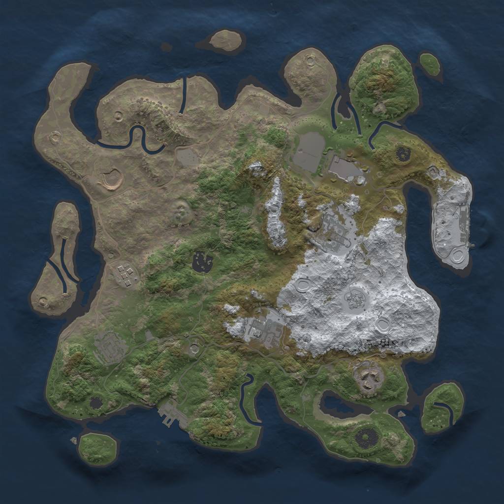 Rust Map: Procedural Map, Size: 3500, Seed: 1569723101, 17 Monuments