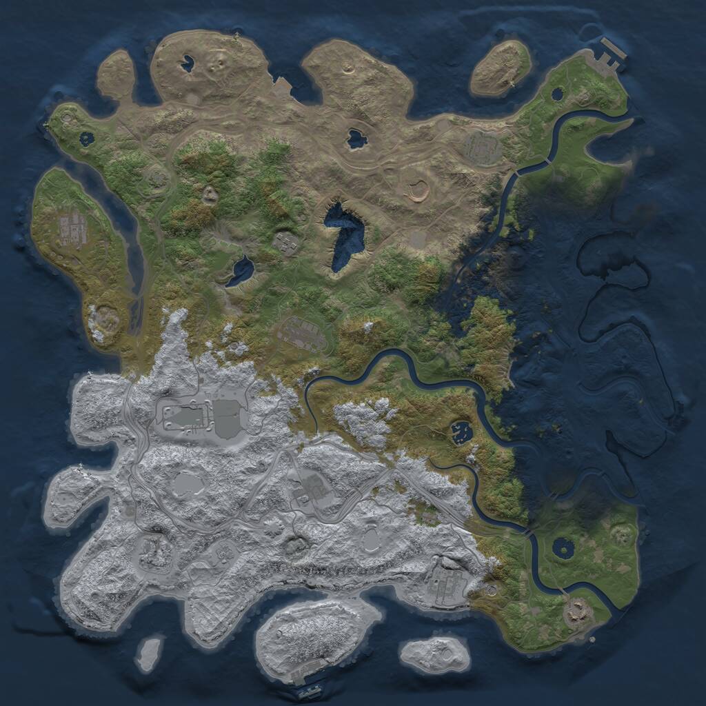 Rust Map: Procedural Map, Size: 4800, Seed: 66661, 17 Monuments