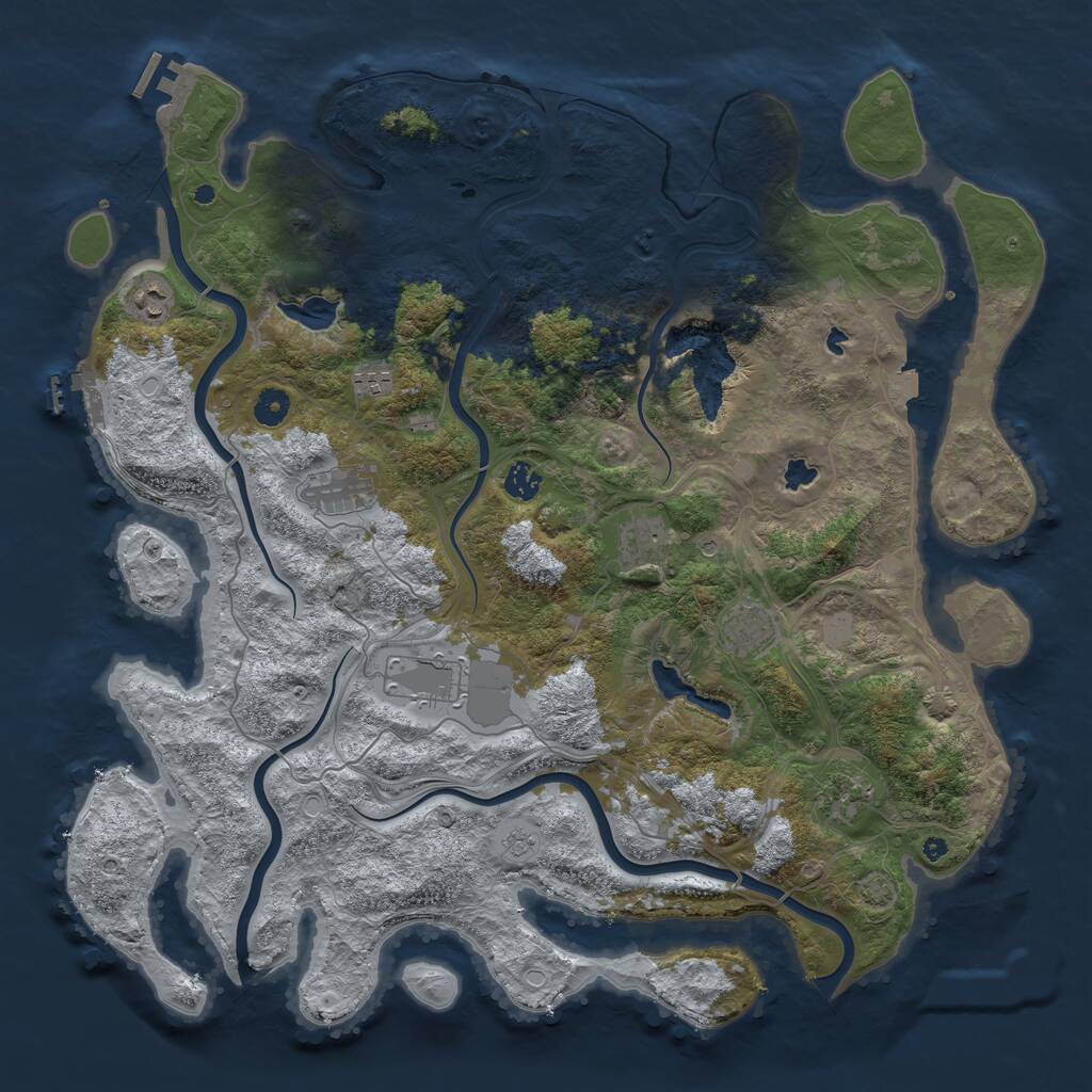 Rust Map: Procedural Map, Size: 4500, Seed: 1330241597, 14 Monuments