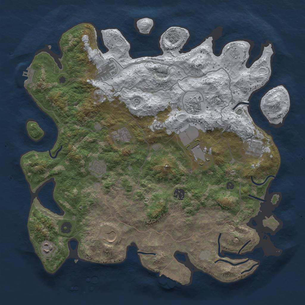 Rust Map: Procedural Map, Size: 4000, Seed: 828327067, 19 Monuments