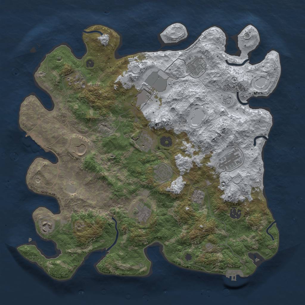 Rust Map: Procedural Map, Size: 3850, Seed: 215984922, 20 Monuments