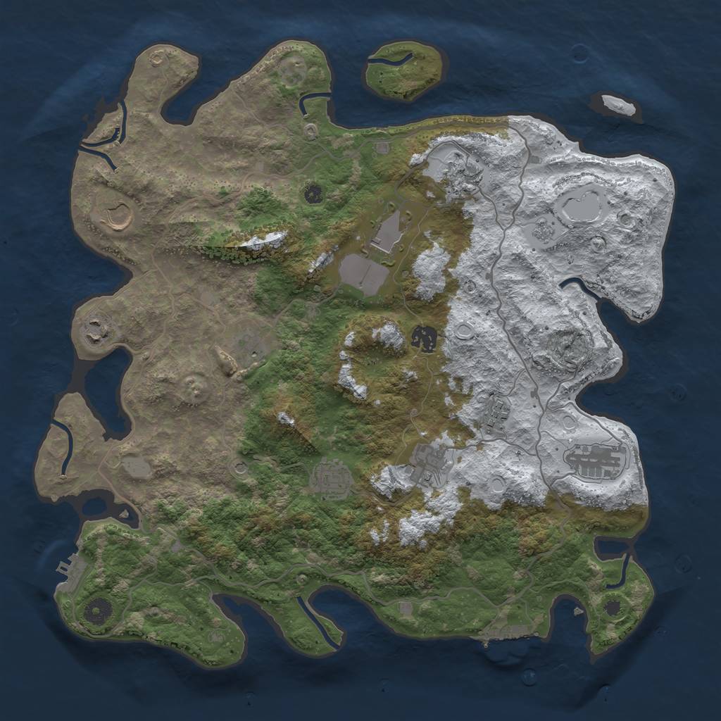 Rust Map: Procedural Map, Size: 4000, Seed: 249369943, 19 Monuments