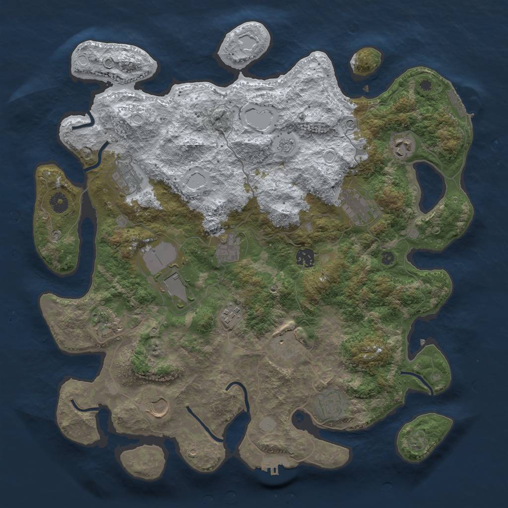 Rust Map: Procedural Map, Size: 3950, Seed: 2100581547, 20 Monuments