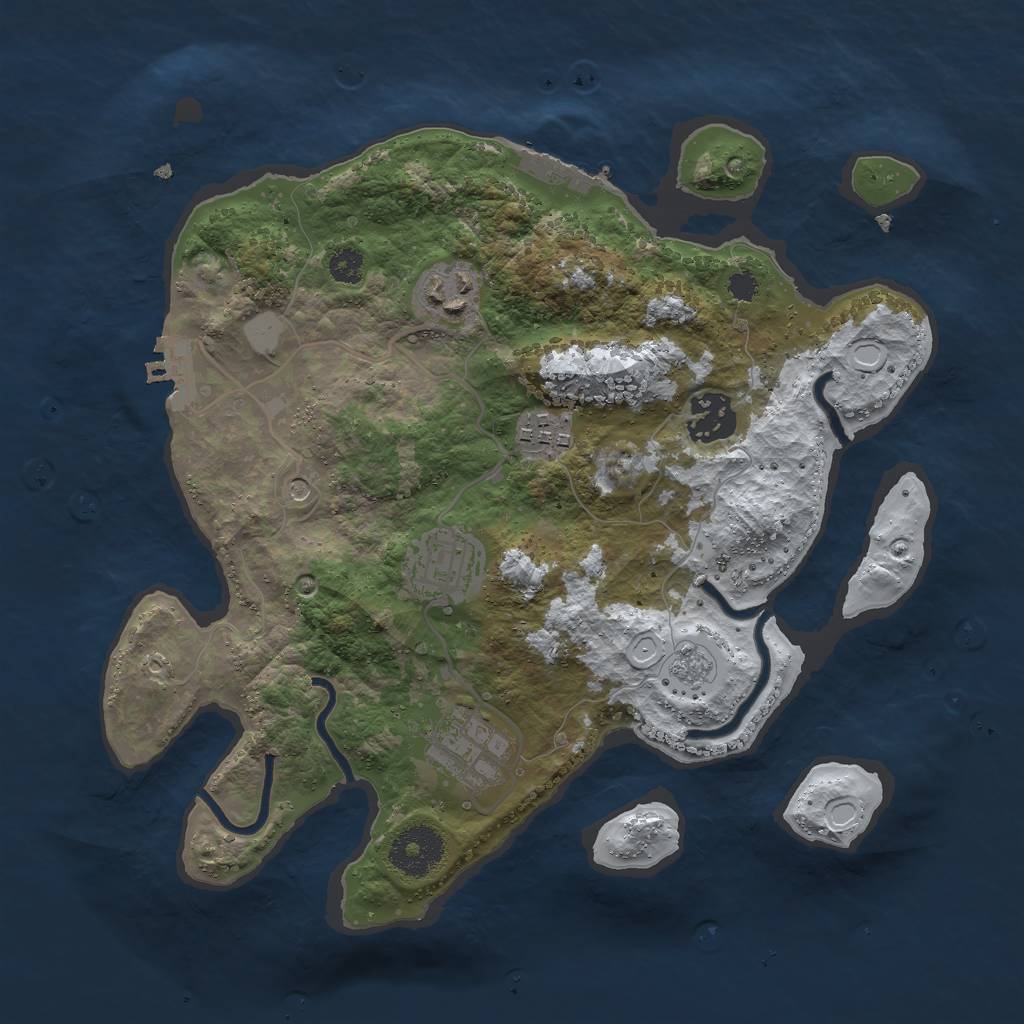 Rust Map: Procedural Map, Size: 3000, Seed: 14030, 14 Monuments