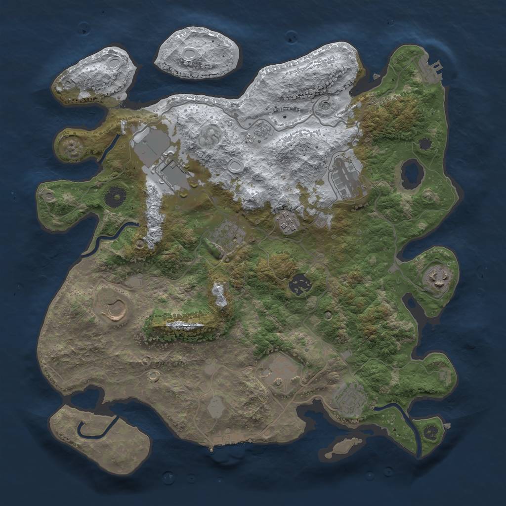 Rust Map: Procedural Map, Size: 3600, Seed: 3553937, 18 Monuments