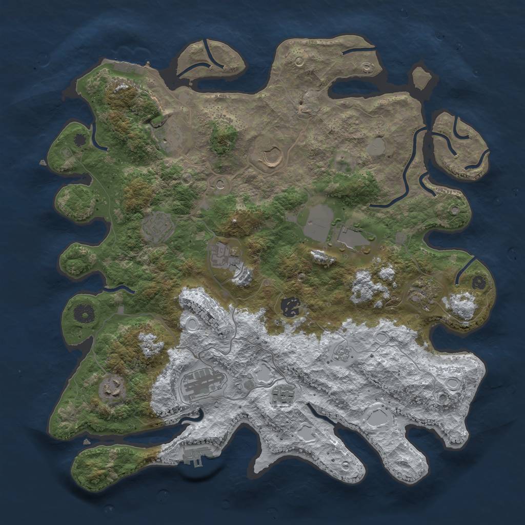 Rust Map: Procedural Map, Size: 3850, Seed: 71632466, 19 Monuments