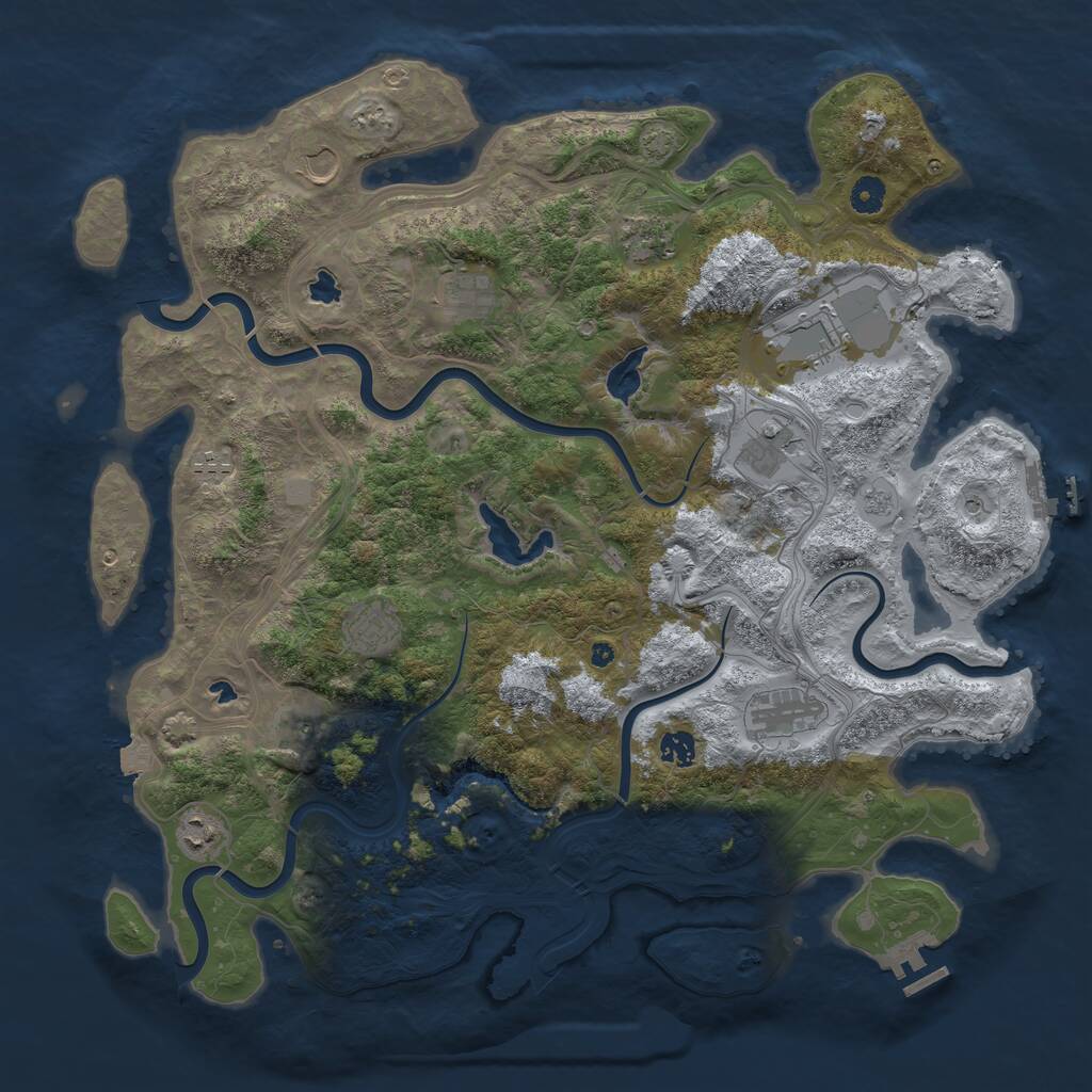 Rust Map: Procedural Map, Size: 4500, Seed: 1815026590, 17 Monuments