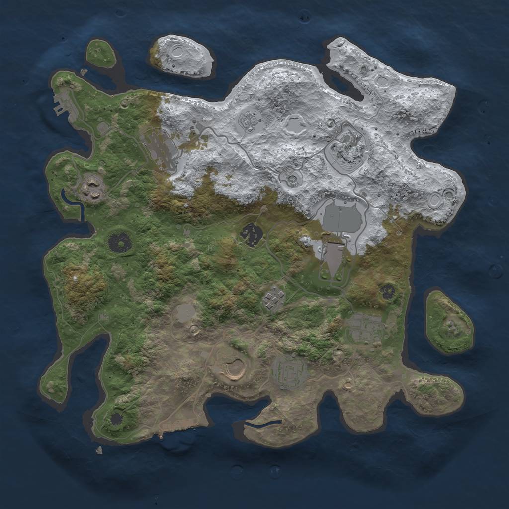 Rust Map: Procedural Map, Size: 3500, Seed: 167342, 18 Monuments