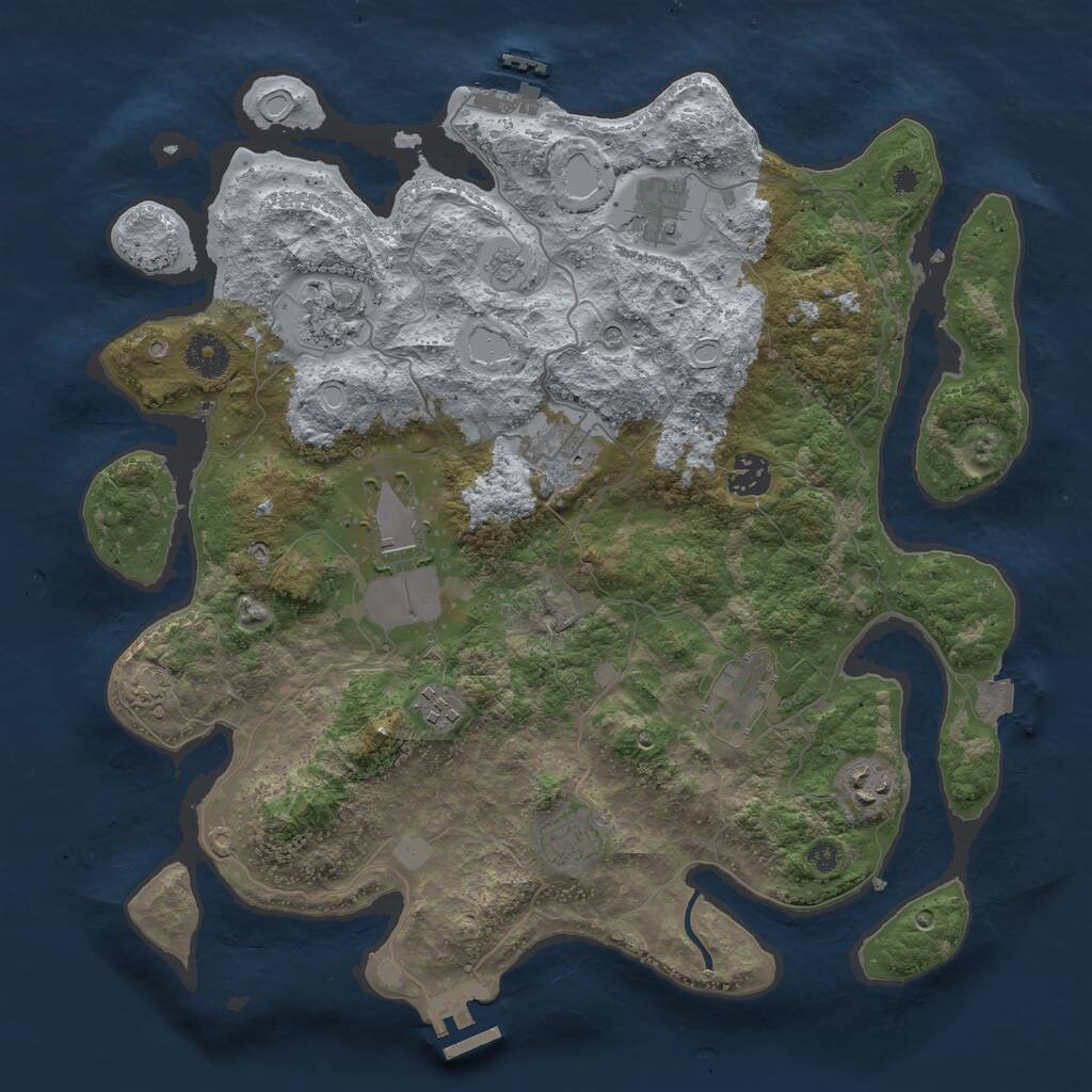 Rust Map: Procedural Map, Size: 3700, Seed: 703936250, 15 Monuments