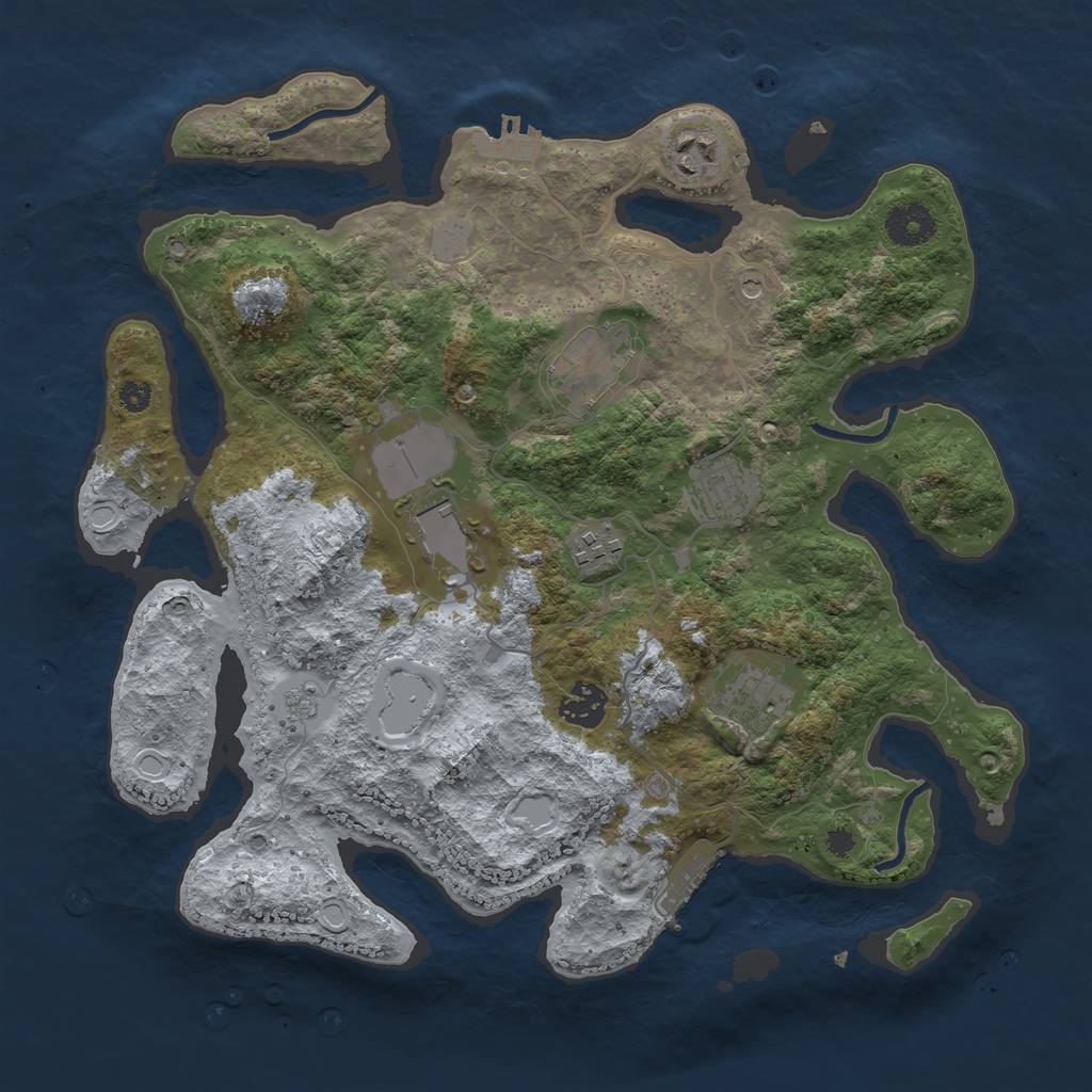Rust Map: Procedural Map, Size: 3500, Seed: 1149103734, 16 Monuments