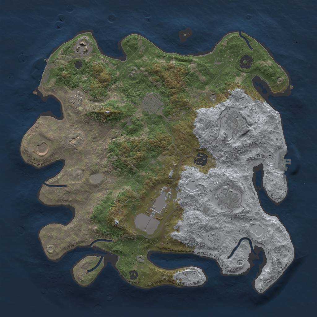 Rust Map: Procedural Map, Size: 3500, Seed: 1145124294, 17 Monuments