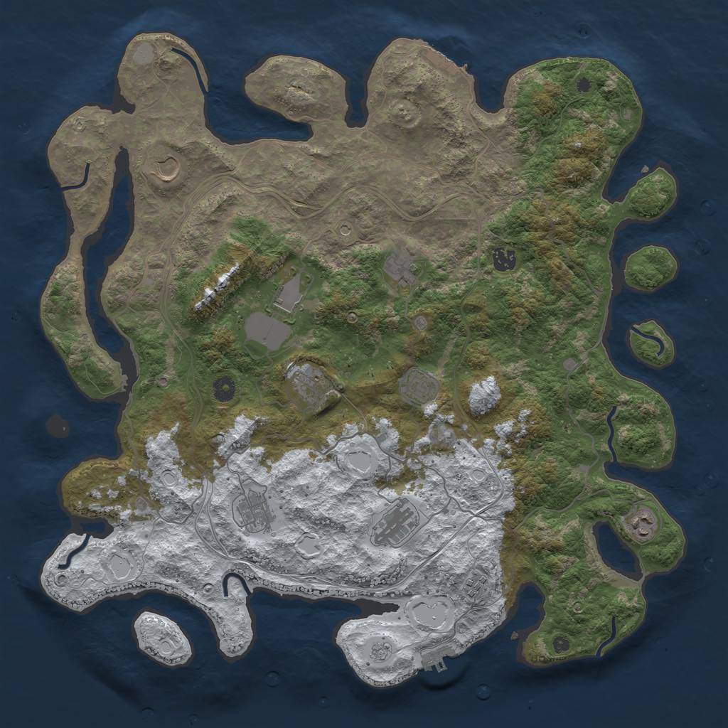 Rust Map: Procedural Map, Size: 4500, Seed: 1699666077, 19 Monuments