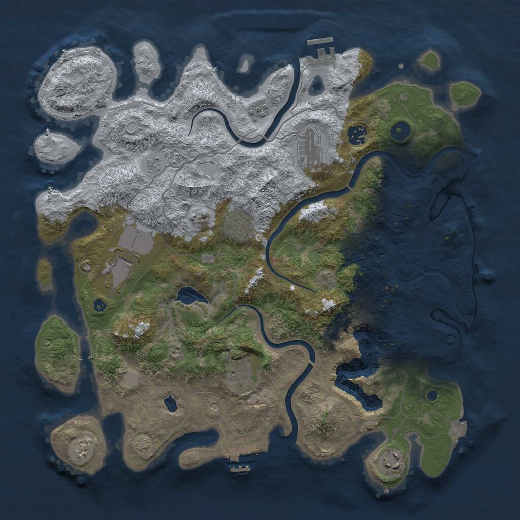 Rust Map: Procedural Map, Size: 4000, Seed: 527957866, 13 Monuments