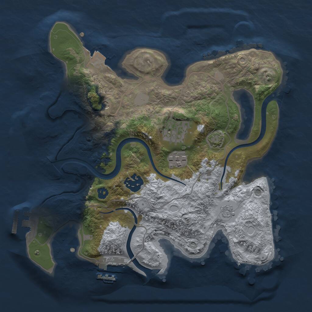 Rust Map: Procedural Map, Size: 2700, Seed: 360795732, 9 Monuments