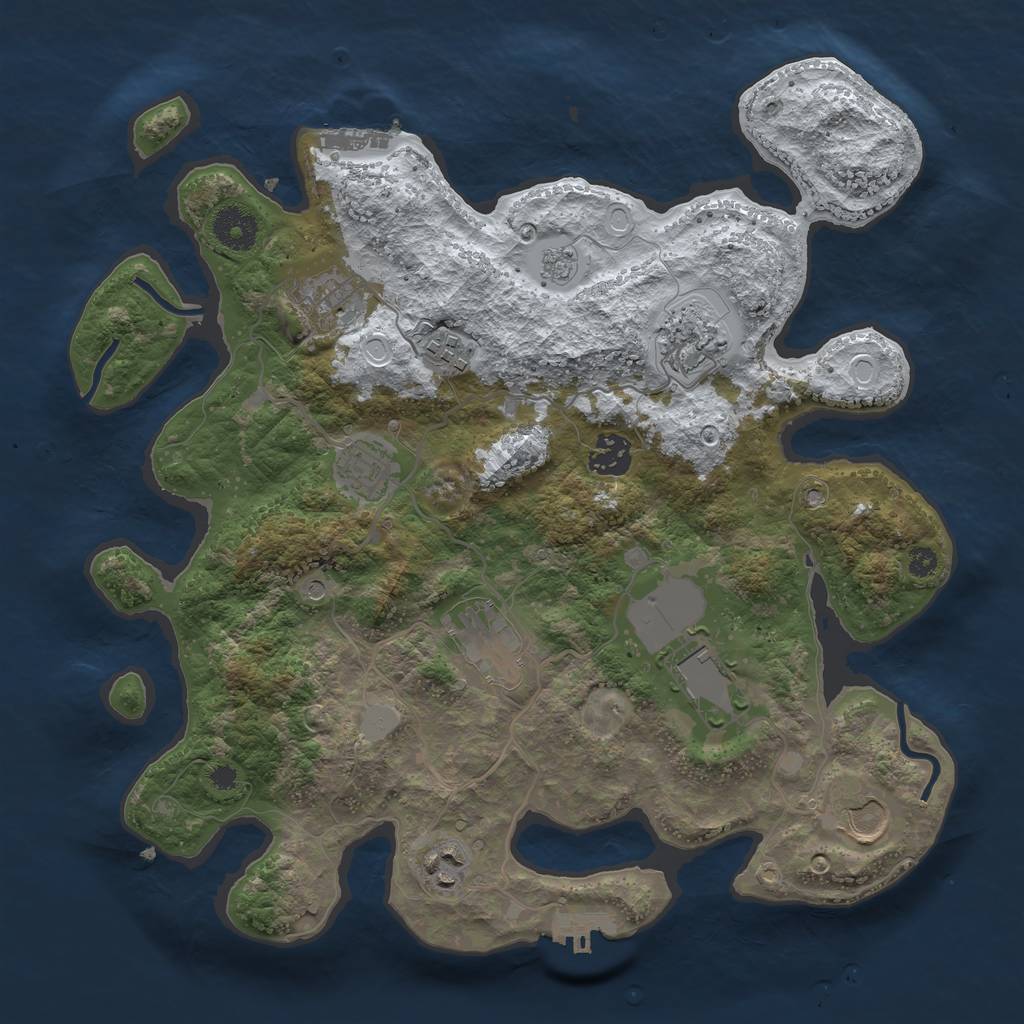 Rust Map: Procedural Map, Size: 3500, Seed: 5312370, 18 Monuments