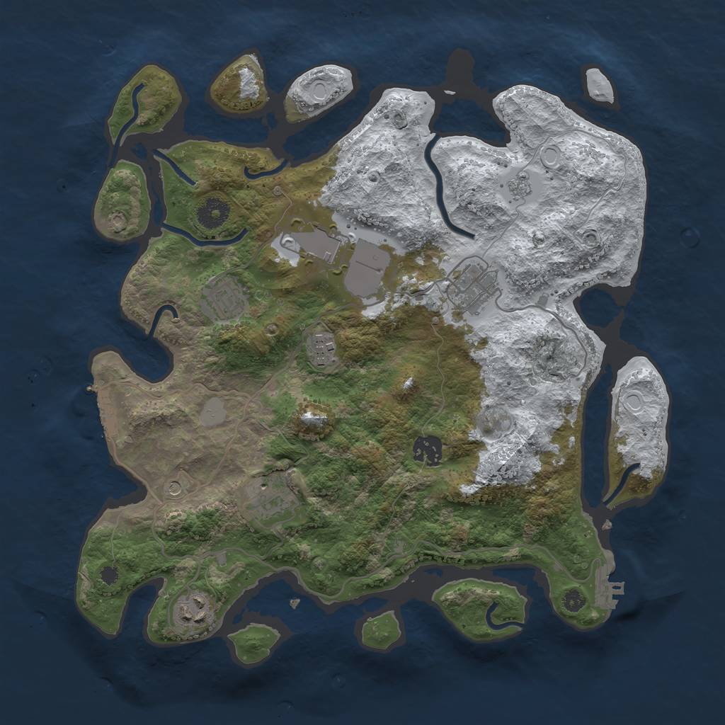 Rust Map: Procedural Map, Size: 3500, Seed: 145123, 16 Monuments