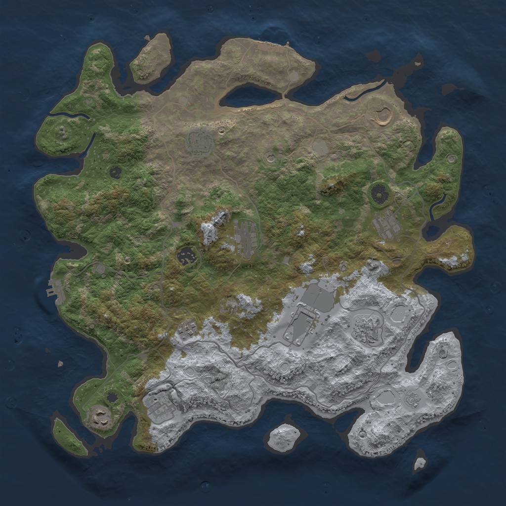 Rust Map: Procedural Map, Size: 4200, Seed: 479217, 19 Monuments