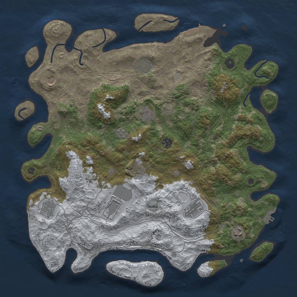 Rust Map: Procedural Map, Size: 4400, Seed: 1245892034, 19 Monuments