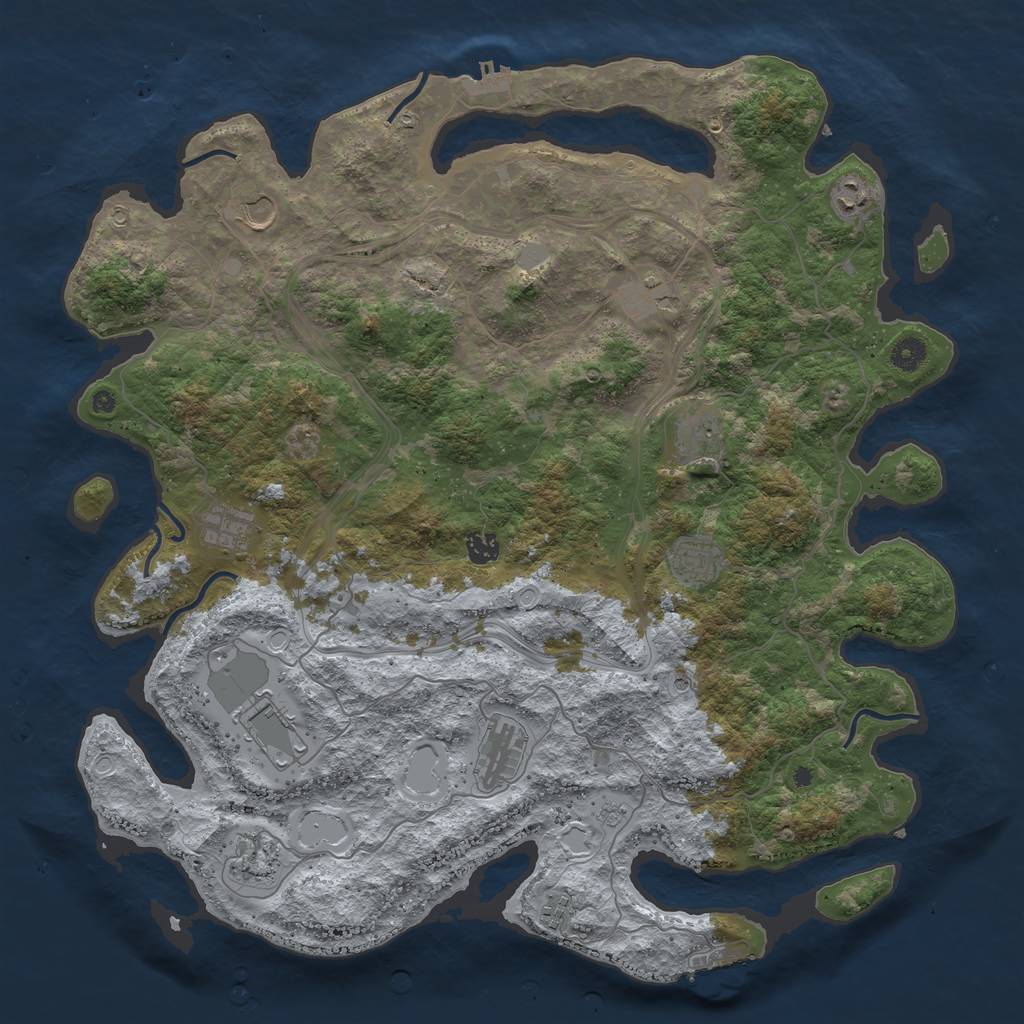 Rust Map: Procedural Map, Size: 4500, Seed: 50522, 20 Monuments
