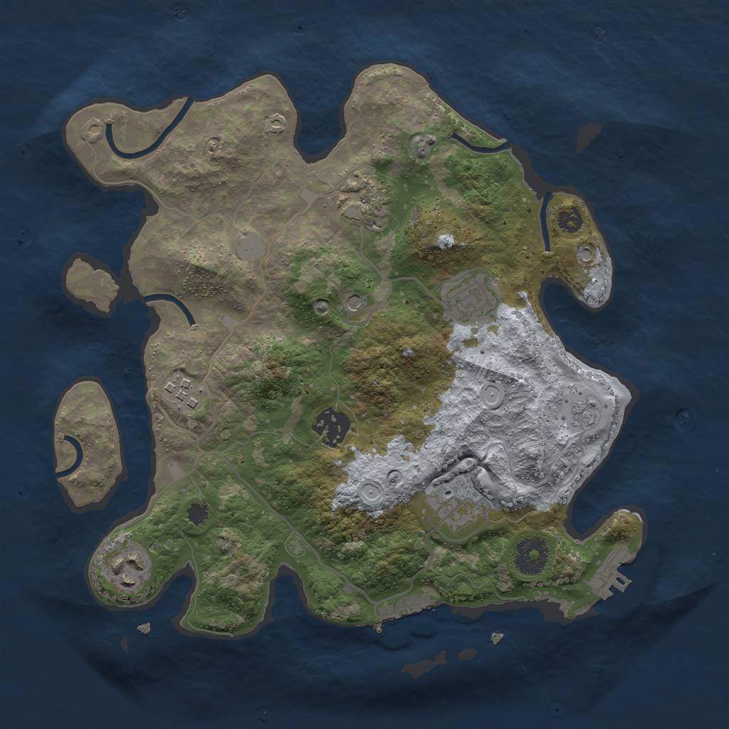 Rust Map: Procedural Map, Size: 3000, Seed: 2104265145, 15 Monuments