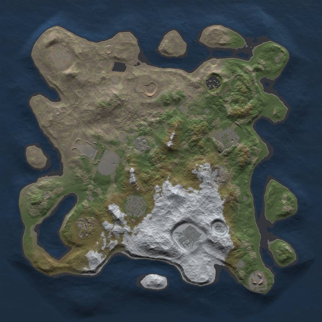 Rust Map: Barren, Size: 3500, Seed: 66304817, 13 Monuments