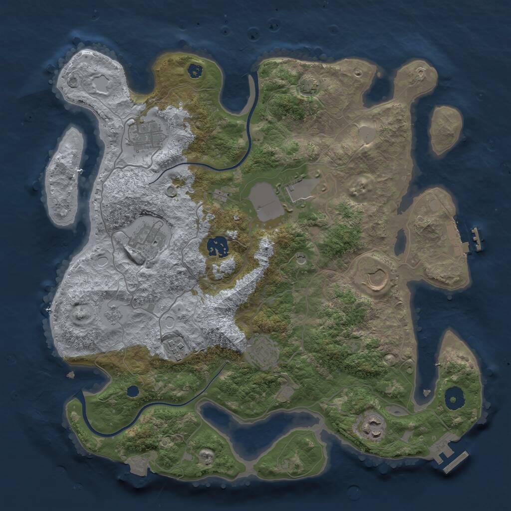 Rust Map: Procedural Map, Size: 3500, Seed: 2139660962, 14 Monuments