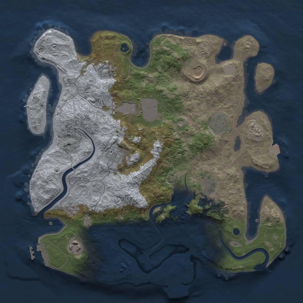Rust Map: Procedural Map, Size: 3500, Seed: 2139660962, 14 Monuments