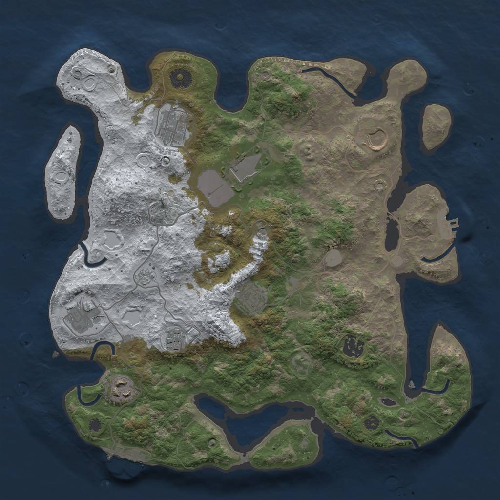 Rust Map: Procedural Map, Size: 3500, Seed: 2139660962, 17 Monuments