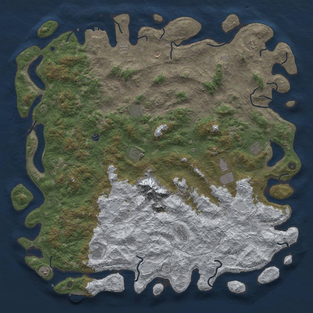 Rust Map: Procedural Map, Size: 6000, Seed: 372569950, 20 Monuments