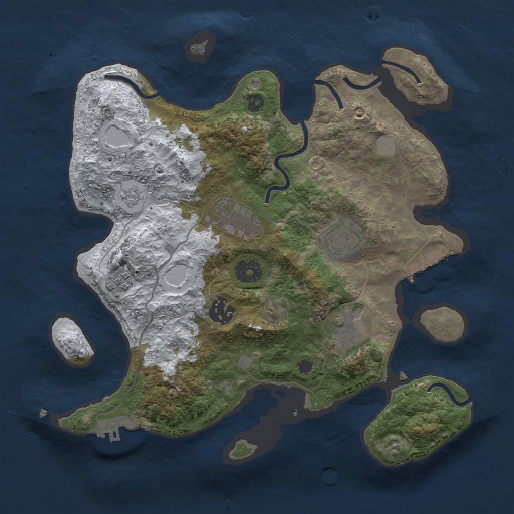 Rust Map: Procedural Map, Size: 3000, Seed: 2114030975, 13 Monuments