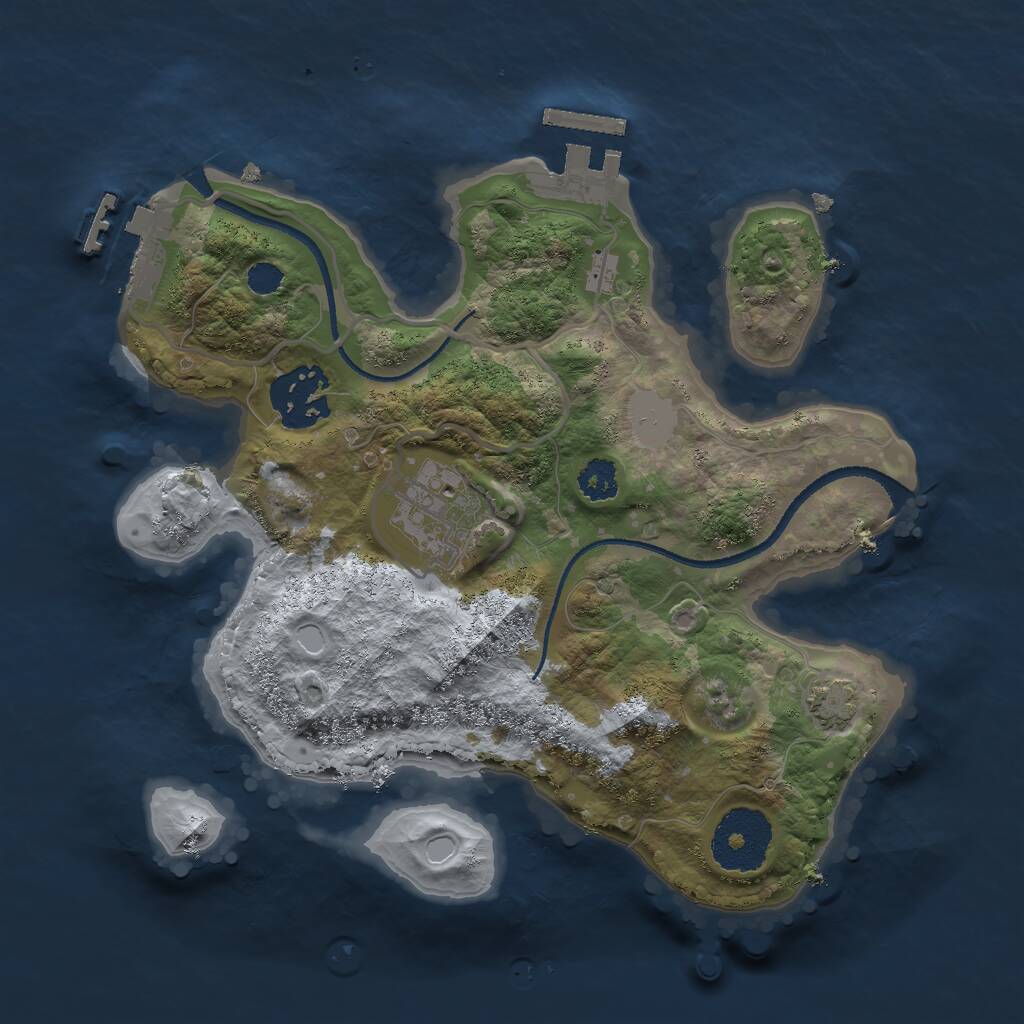 Rust Map: Procedural Map, Size: 2500, Seed: 18357045, 6 Monuments